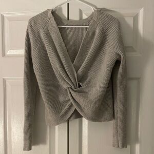 Aerie Light Gray Twist-Front Cardigan